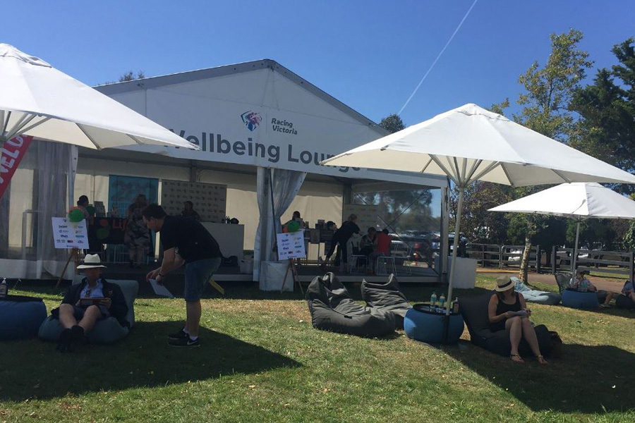 well being lounge was added on the Inglis Melbourne premier yearling sale event and they have bean bags to make the attendees relax